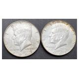 2pc 1967 Kennedy Half Dollars - 40% Silver