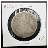 1872 Silver Seated Liberty Half Dollar