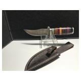 Custom Damascus Steel Knife Stacked Handle