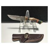 Custom Damascus Steel Knife Horn Handle