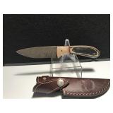 Custom Damascus Steel Knife Wood & Resin Handle