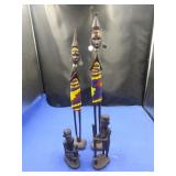 4 Wood Carved African Figurines