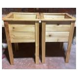 elevated wooden planter/display boxes