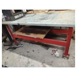 Large Metal Work Table on Wheels - Read Details