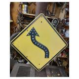 Vintage Curve Road Glass Marble Style Sign
