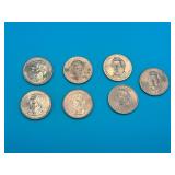 Seven U.S. Presidential Dollar Coins