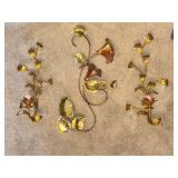 Gold-Bronze Toned Floral Wall Decor Pieces