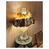 Glass Lamp with Fabric Shade