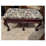 Floral Upholstered Wood Bench with Storage