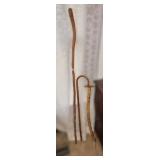 Carved And Painted Wooden Walking Sticks