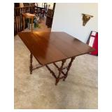 Drop-Leaf Wooden Table with Turned Legs