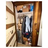 Closet Contents Including Clothing and Boxes