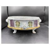 Italian Ceramic Footed Planter with Lion Motif