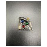 Sterling Silver Nativity Pin, Marked 925
