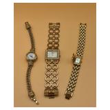 Three Vtg. Gold-Tone Womenï¿½s Watches