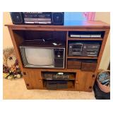 Wooden Entertainment Center with Carved Doors