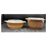 Vintage Pyrex Brown Floral Casserole Dishes