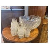Glass Punch Bowl Set with Cups and Ladle