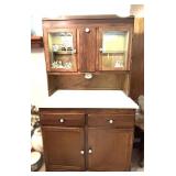 Vtg. Wooden Hoosier-Style Cabinet With Metal Bin