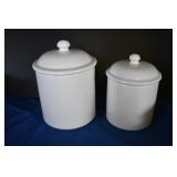Pair of White Ceramic Canisters