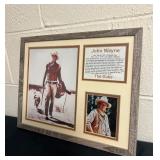 Framed John Wayne Memorabilia 15''x12''