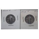 1928-P & 1929-P Standing Liberty Silver Quarters