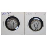 1927-P & 1929-P Standing Liberty Silver Quarters