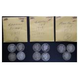 11pc Barber Silver Dimes