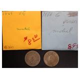 1866 & 1869 Shield Nickels