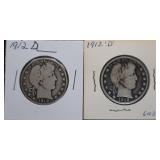 1912-D Barber Silver Half Dollars
