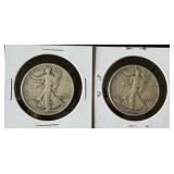 1943 D & S Walking Liberty Silver Half Dollars