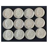 12pc US Roosevelt Silver Dimes