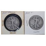 1934 P & S Walking Liberty Silver Half Dollars