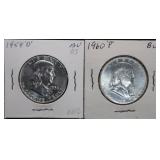 1959-D & 1960-P Franklin Silver Half Dollars