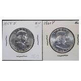 1959-D & 1960-P Franklin Silver Half Dollars