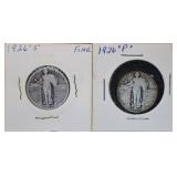 1926 S & P Standing Liberty Silver Quarters