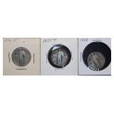3pc Standing Liberty Silver Quarters
