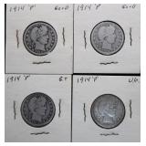 1914-P Barber Silver Quarters