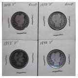 1898-P Barber Silver Quarters