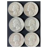 6pc Washington Silver Quarters