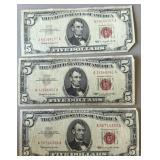 3pc $5 US Red Seal Notes