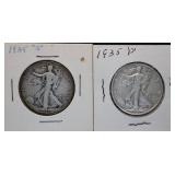 1935 S & P Walking Liberty Silver Half Dollars