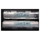 1955-D & 1957 Lincoln Cent Rolls