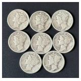 8pc Mercury Silver Dimes