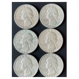 6pc Washington Silver Quarters