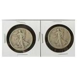 2pc 1945 Walking Liberty Half Silver Dollars