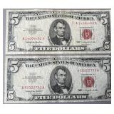 2pc $5 Red Seal Notes