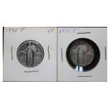 1929-P & 1930-P Standing Liberty Silver Quarters