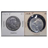1963-D and 1962-P Franklin Silver Half Dollars