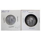 1927 D & P Standing Liberty Silver Quarters